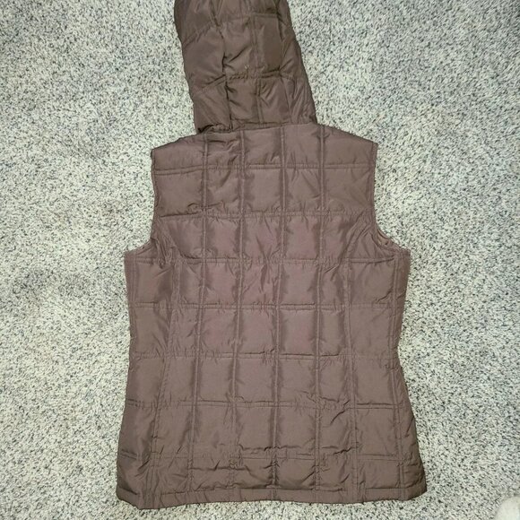 Gap ladies size XS brown vest puffer jacket hooded ladies F2 - Picture 2 of 2